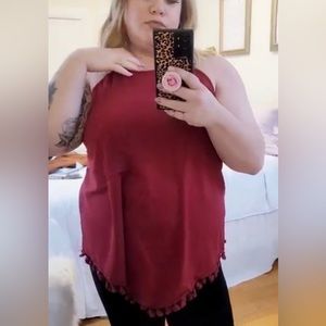 Plus size top dark red tank top cami top sexy top